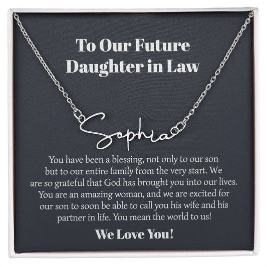 To Our Future Daughter in Law Signature Style Name Necklace, Birthday Gift, Christmas Jewelry