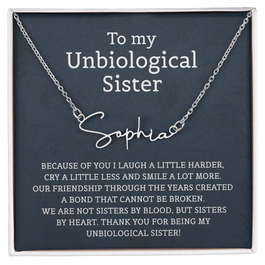 Unbiological Sister Signature Style Name Necklace for Sister Friends Necklaces Unbiological Sister Gifts for Friendship Jewelry