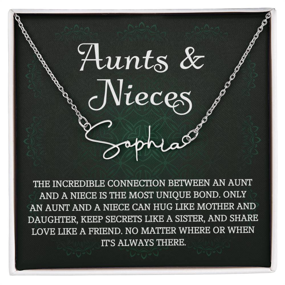 Auntie Gift Aunt Gifts From Niece, Signature Style Name Necklace Birthday Christmas Jewelry For Aunt