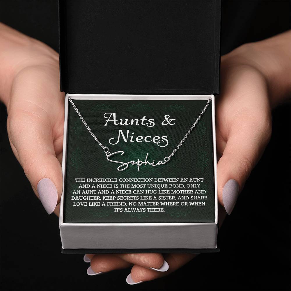 Auntie Gift Aunt Gifts From Niece, Signature Style Name Necklace Birthday Christmas Jewelry For Aunt