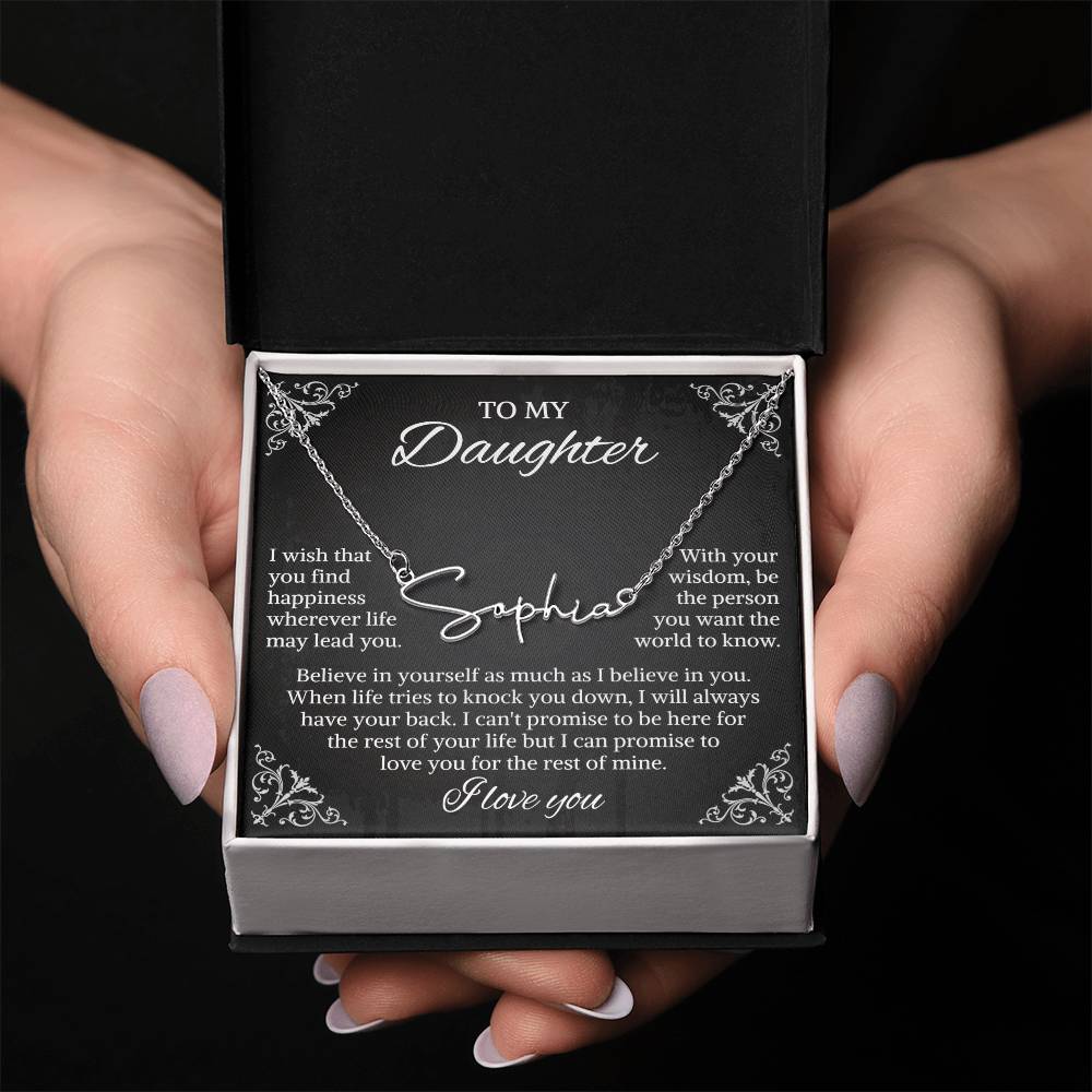 To My Daughter Signature Style Name Necklace, Daughter Necklace, Gift For Daughter, Daughter Necklace, Daughter Jewelry From Mom Dad