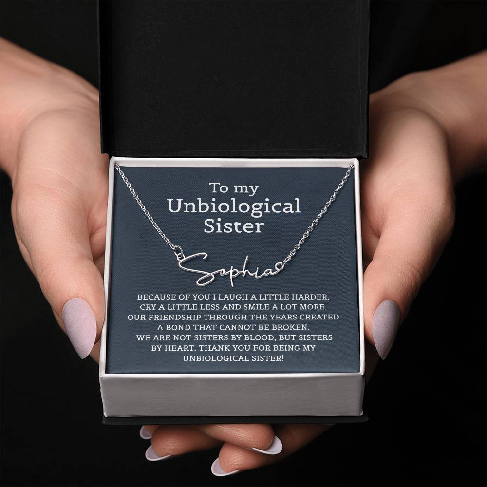 Unbiological Sister Signature Style Name Necklace for Sister Friends Necklaces Unbiological Sister Gifts for Friendship Jewelry
