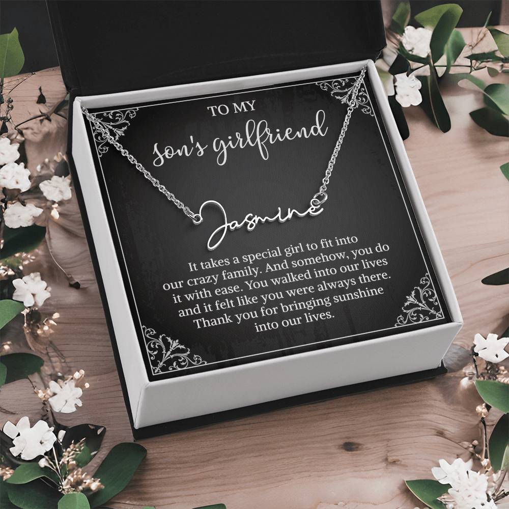 To my Son's Girlfriend Gifts, Signature Style Name Necklace, Valentine's Day Jewelry Birthday Gift
