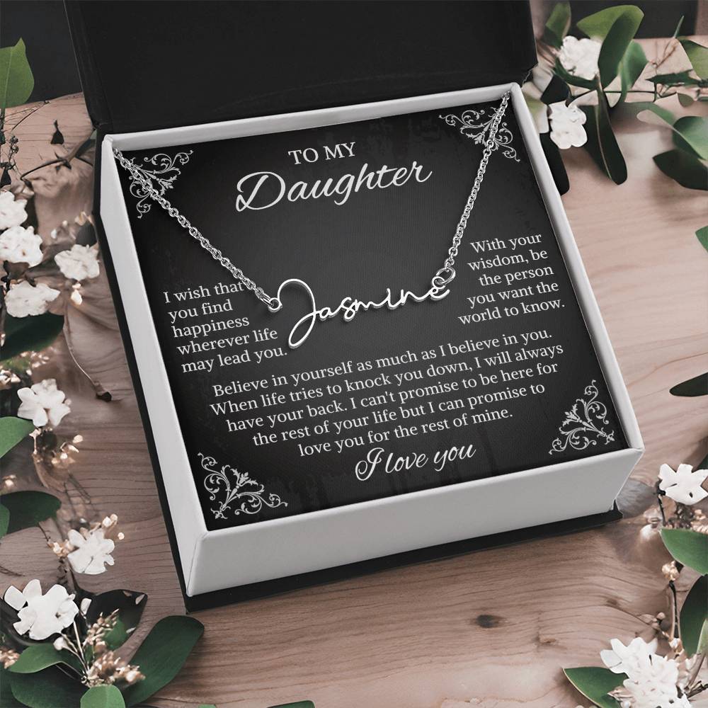 To My Daughter Signature Style Name Necklace, Daughter Necklace, Gift For Daughter, Daughter Necklace, Daughter Jewelry From Mom Dad