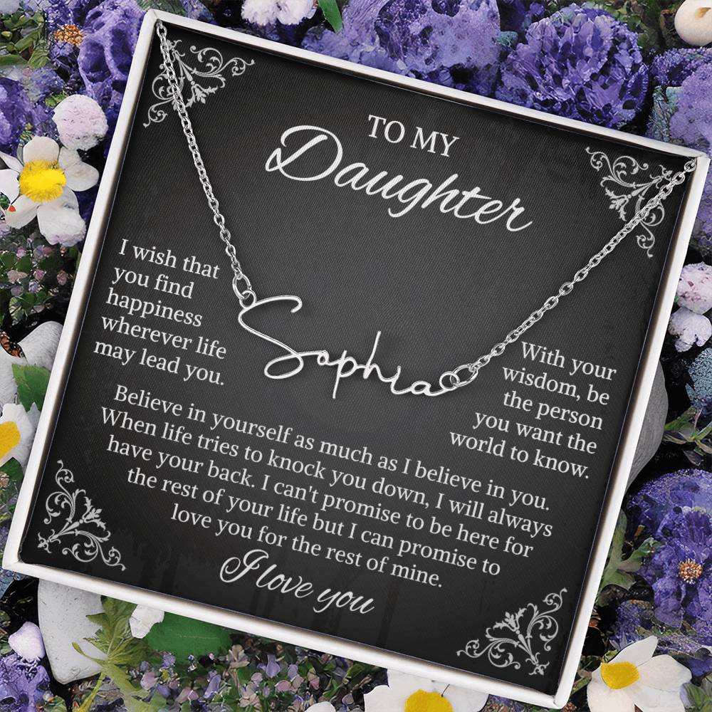 To My Daughter Signature Style Name Necklace, Daughter Necklace, Gift For Daughter, Daughter Necklace, Daughter Jewelry From Mom Dad
