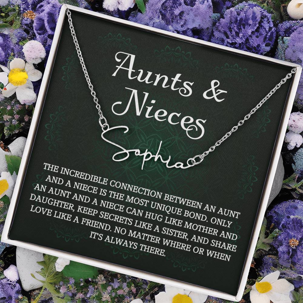 Auntie Gift Aunt Gifts From Niece, Signature Style Name Necklace Birthday Christmas Jewelry For Aunt