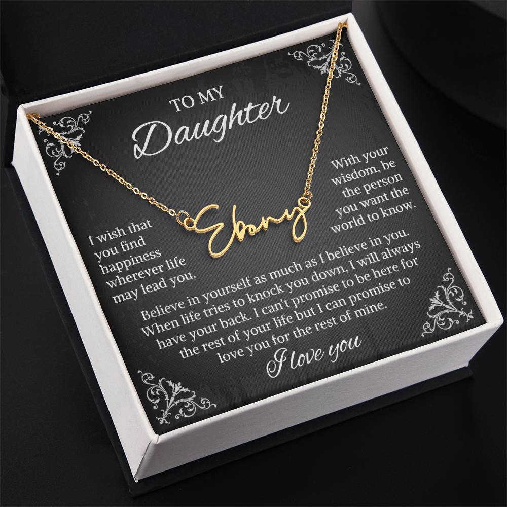 To My Daughter Signature Style Name Necklace, Daughter Necklace, Gift For Daughter, Daughter Necklace, Daughter Jewelry From Mom Dad