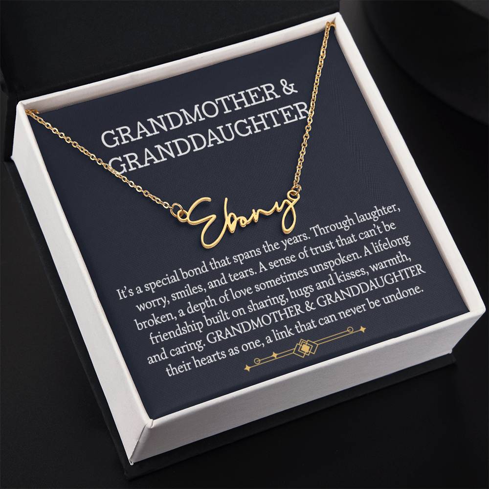 Grandmother And Granddaughter Signature Style Name Necklace, Birthday Gift, Christmas Gift