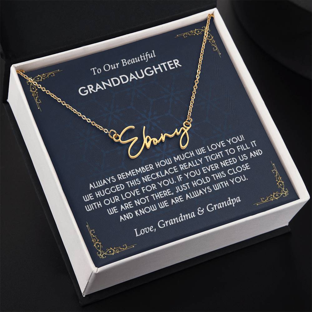 Granddaughter Necklace Gift from Grandma Grandpa, Birthday Graduation Christmas Gift to Granddaughter, Signature Style Name Necklace