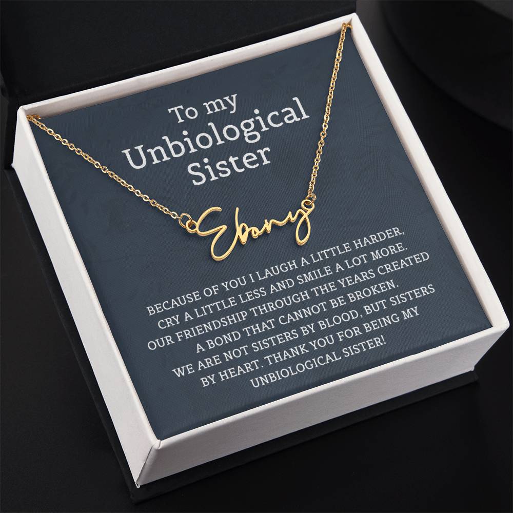 Unbiological Sister Signature Style Name Necklace for Sister Friends Necklaces Unbiological Sister Gifts for Friendship Jewelry