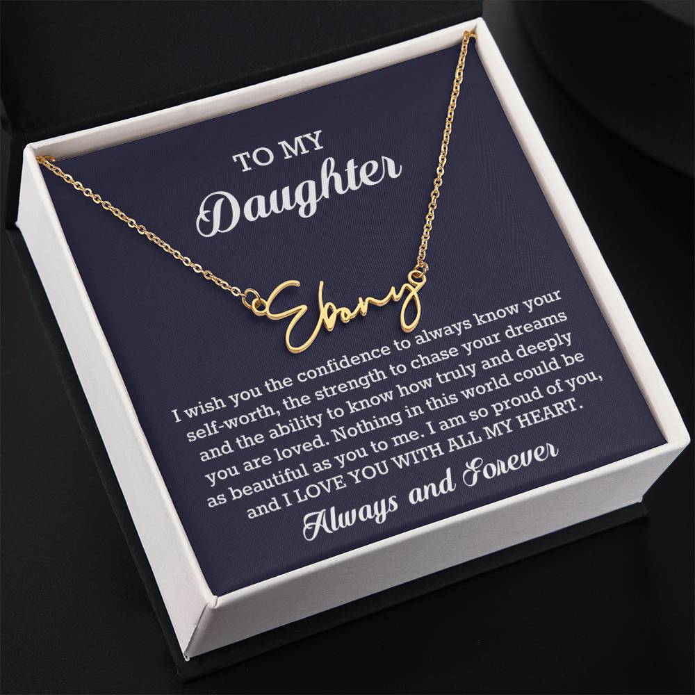To My Daughter Signature Style Name Necklace Birthday Christmas Jewelry Gift
