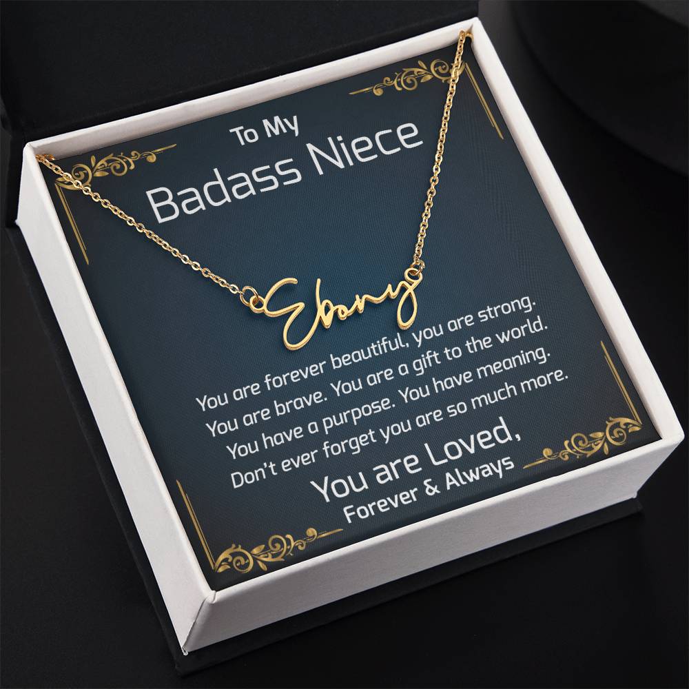 To My Badass Niece Gifts, Unique Jewelry Gift for Niece, Graduation, Christmas, or Birthday Present from Aunt and Uncle, Special Gift for Niece