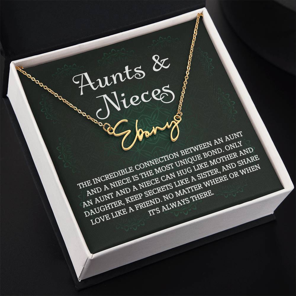 Auntie Gift Aunt Gifts From Niece, Signature Style Name Necklace Birthday Christmas Jewelry For Aunt
