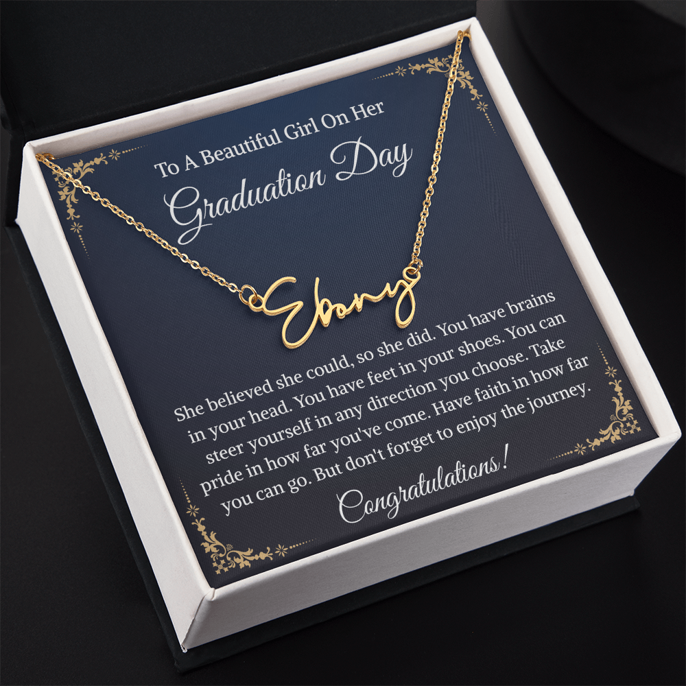 Signature Style Name Necklace, Inspirational Graduation Gift, High School Graduate Gifts for Best Friend or Daughter