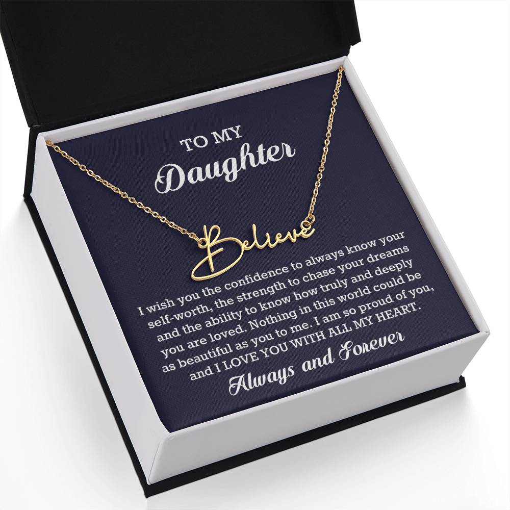 To My Daughter Signature Style Name Necklace Birthday Christmas Jewelry Gift