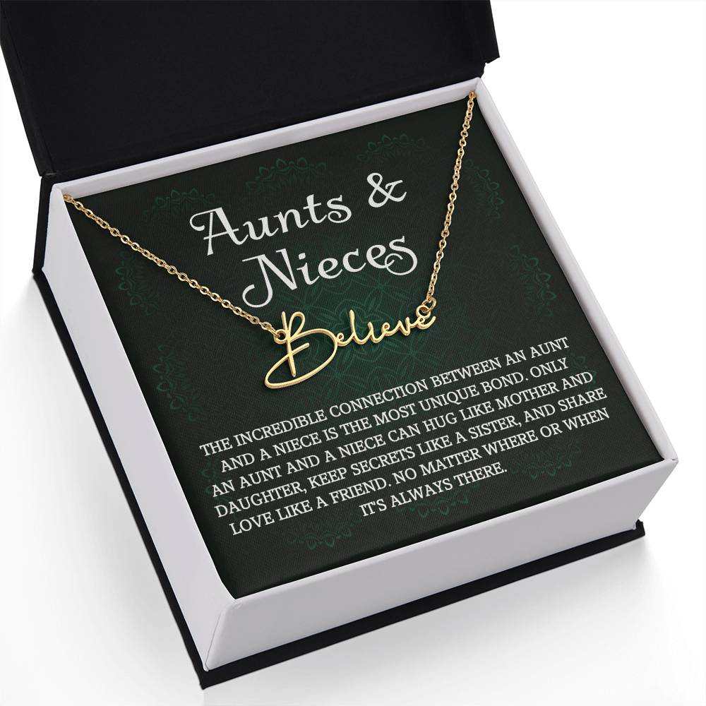 Auntie Gift Aunt Gifts From Niece, Signature Style Name Necklace Birthday Christmas Jewelry For Aunt