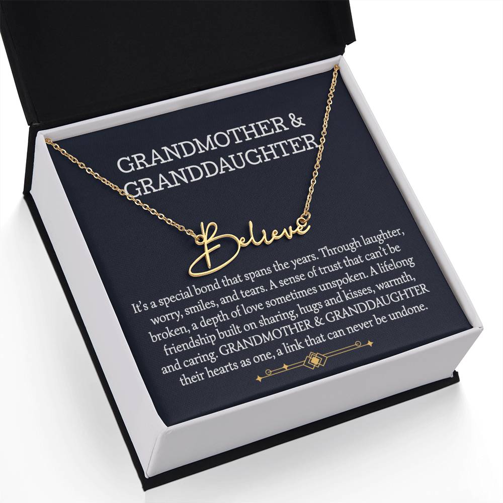 Grandmother And Granddaughter Signature Style Name Necklace, Birthday Gift, Christmas Gift