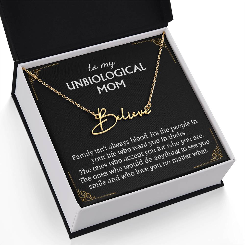 To My Unbiological Mom Signature Style Name Necklace for Bonus Mom Mother in Law Gifts Mothers Day Gifts Christmas