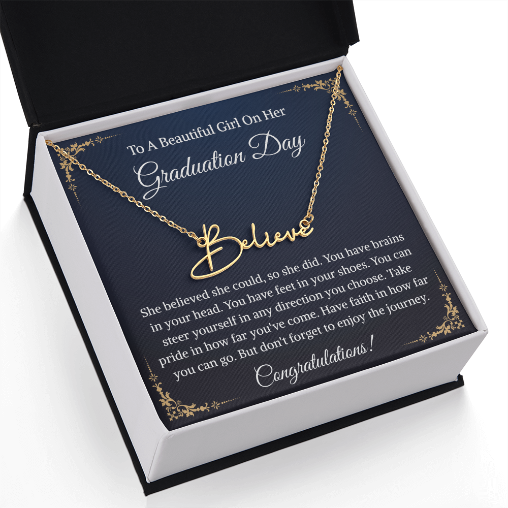 Signature Style Name Necklace, Inspirational Graduation Gift, High School Graduate Gifts for Best Friend or Daughter