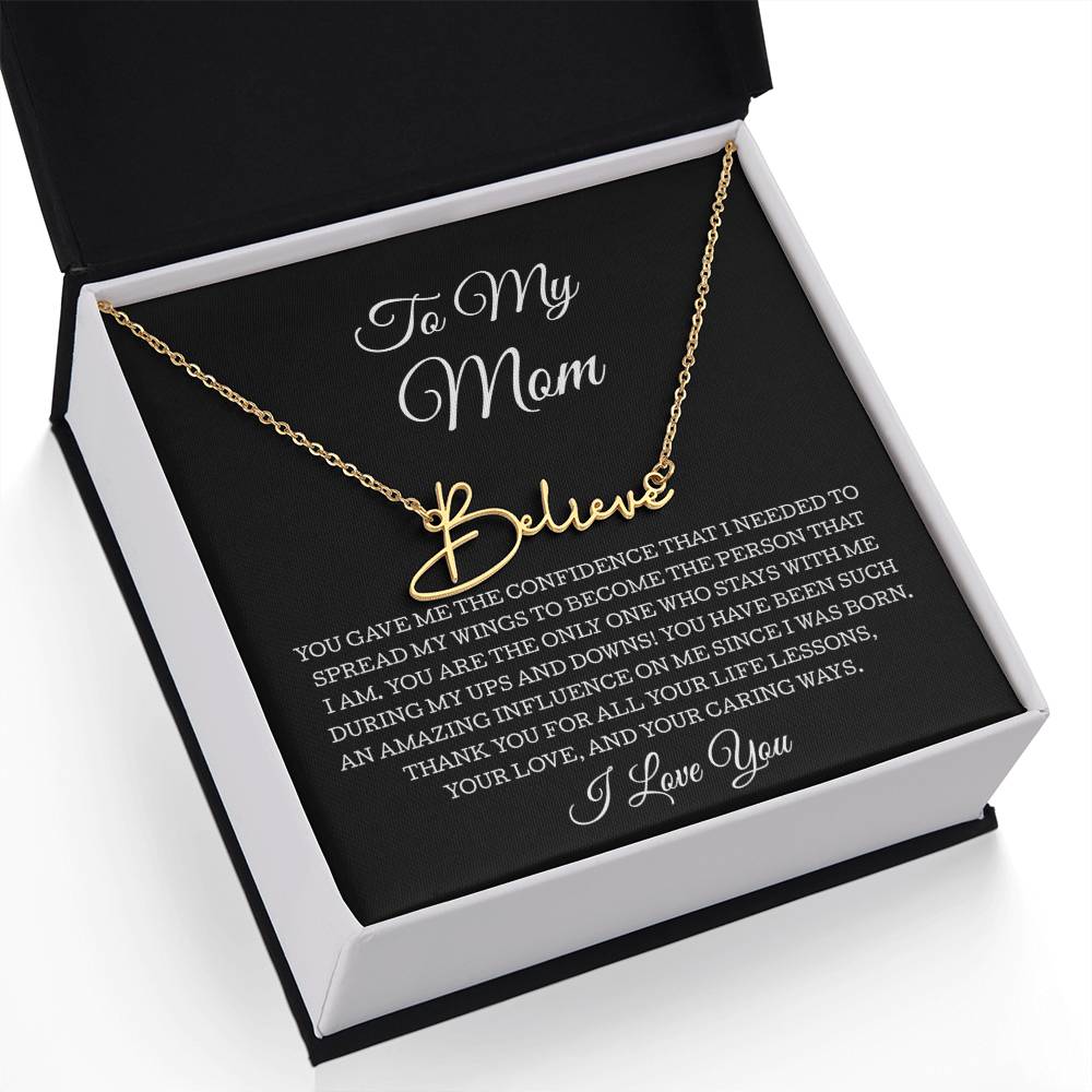 To My Mom Signature Style Name Necklace, To Mom Message Card Necklace, Mom Gift, Mom Mother's Day Gifts, Mom Birthday Jewelry, Mom Gift From Son