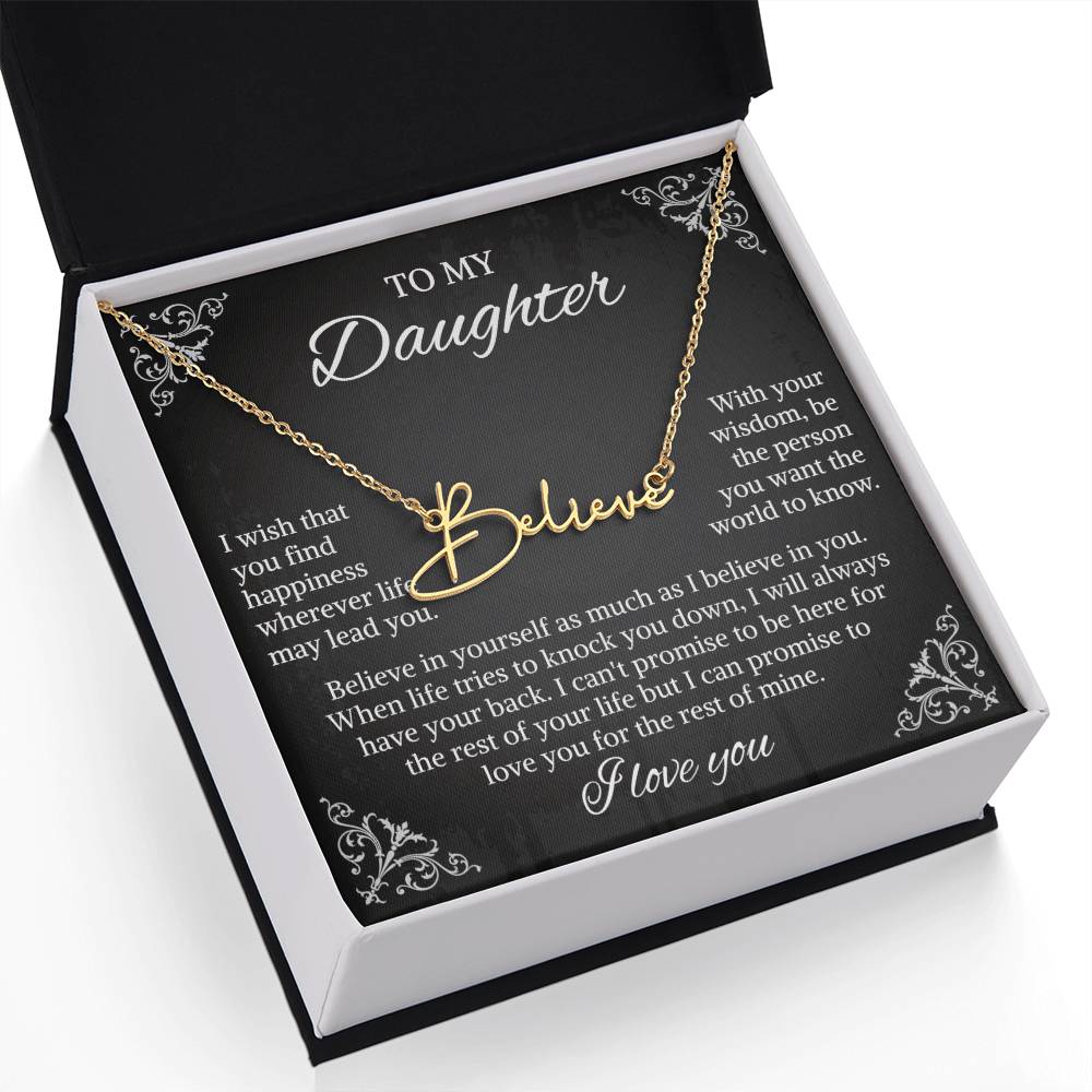 To My Daughter Signature Style Name Necklace, Daughter Necklace, Gift For Daughter, Daughter Necklace, Daughter Jewelry From Mom Dad