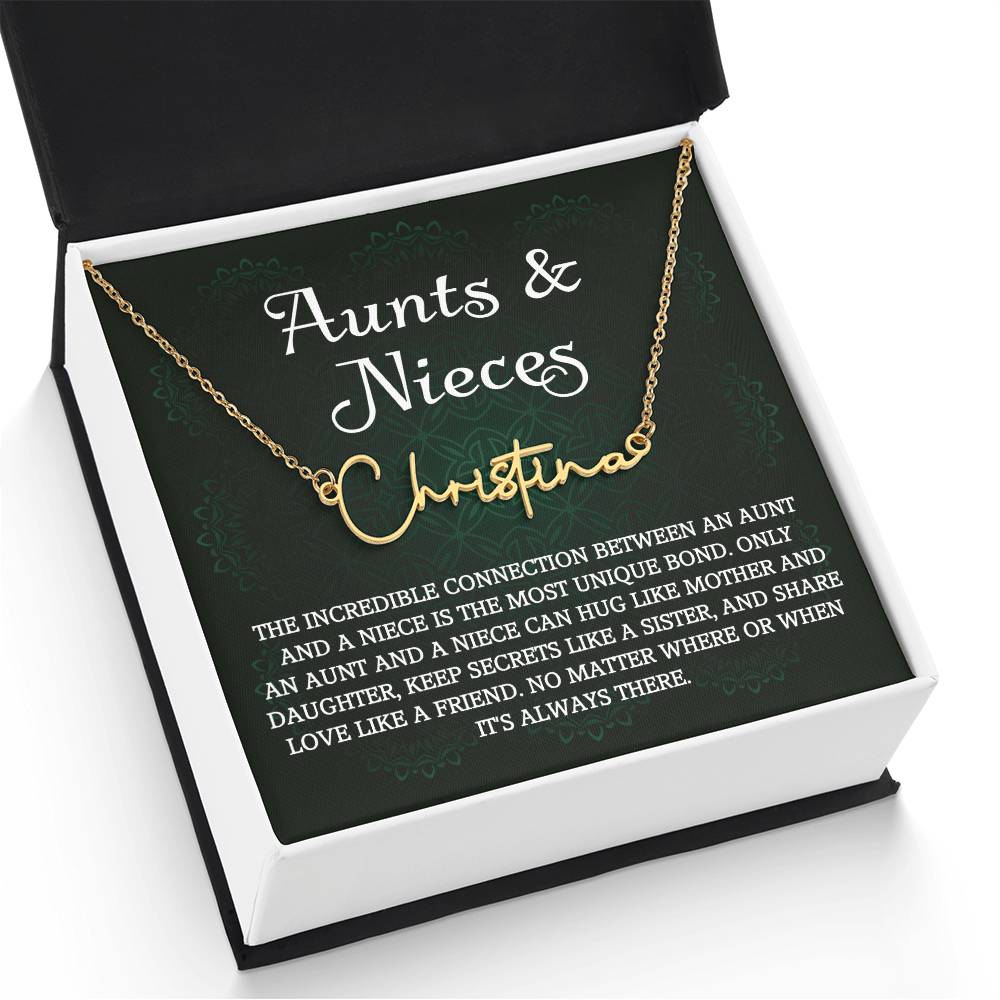 Auntie Gift Aunt Gifts From Niece, Signature Style Name Necklace Birthday Christmas Jewelry For Aunt