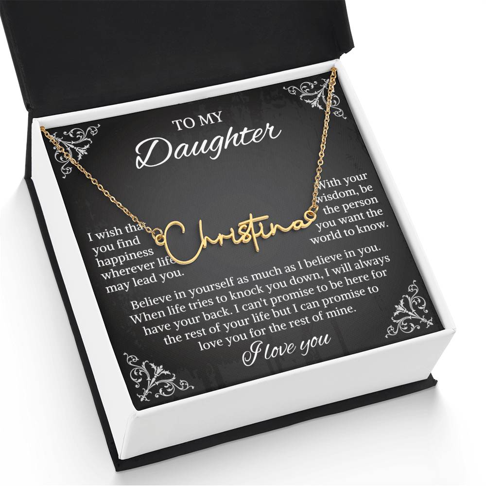 To My Daughter Signature Style Name Necklace, Daughter Necklace, Gift For Daughter, Daughter Necklace, Daughter Jewelry From Mom Dad