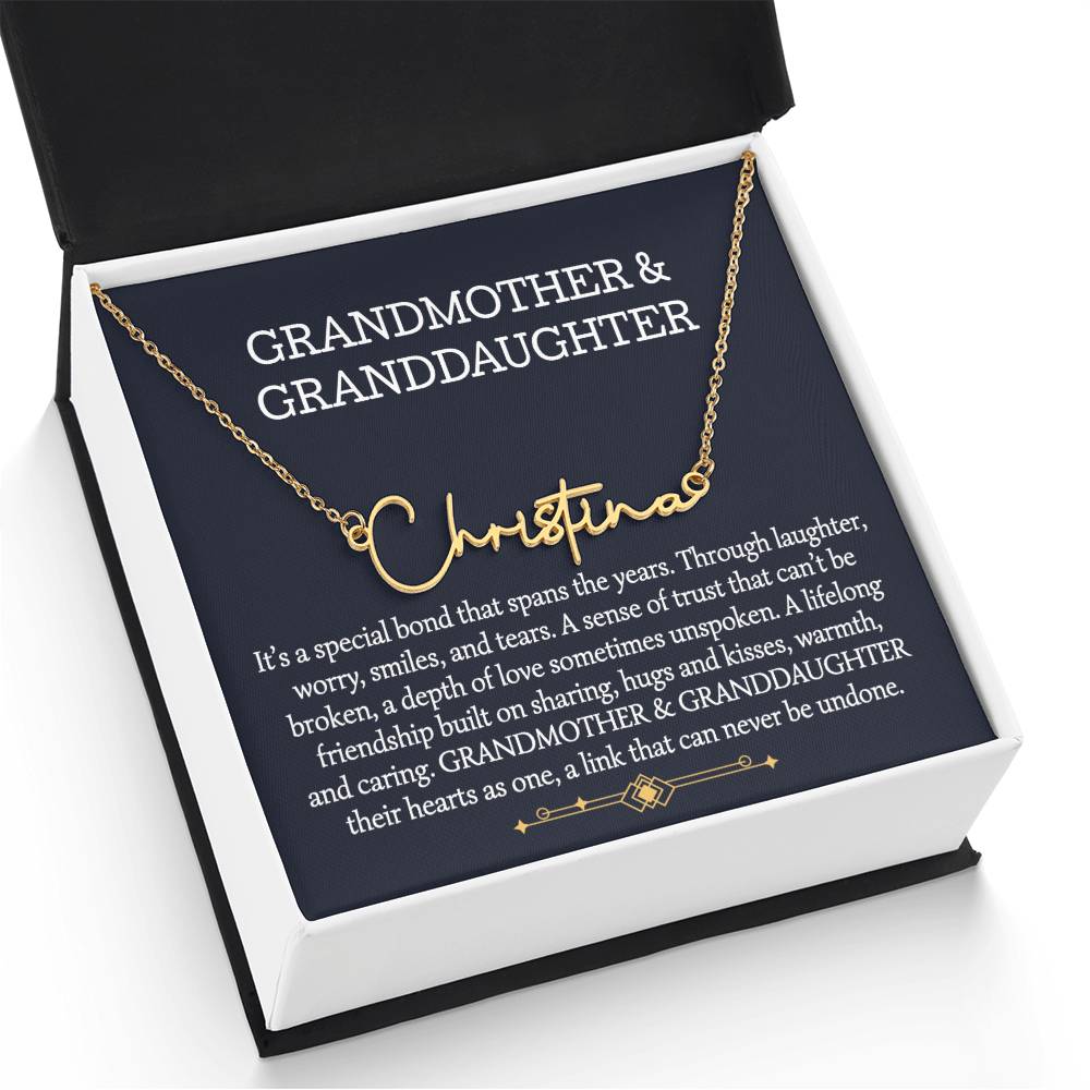 Grandmother And Granddaughter Signature Style Name Necklace, Birthday Gift, Christmas Gift