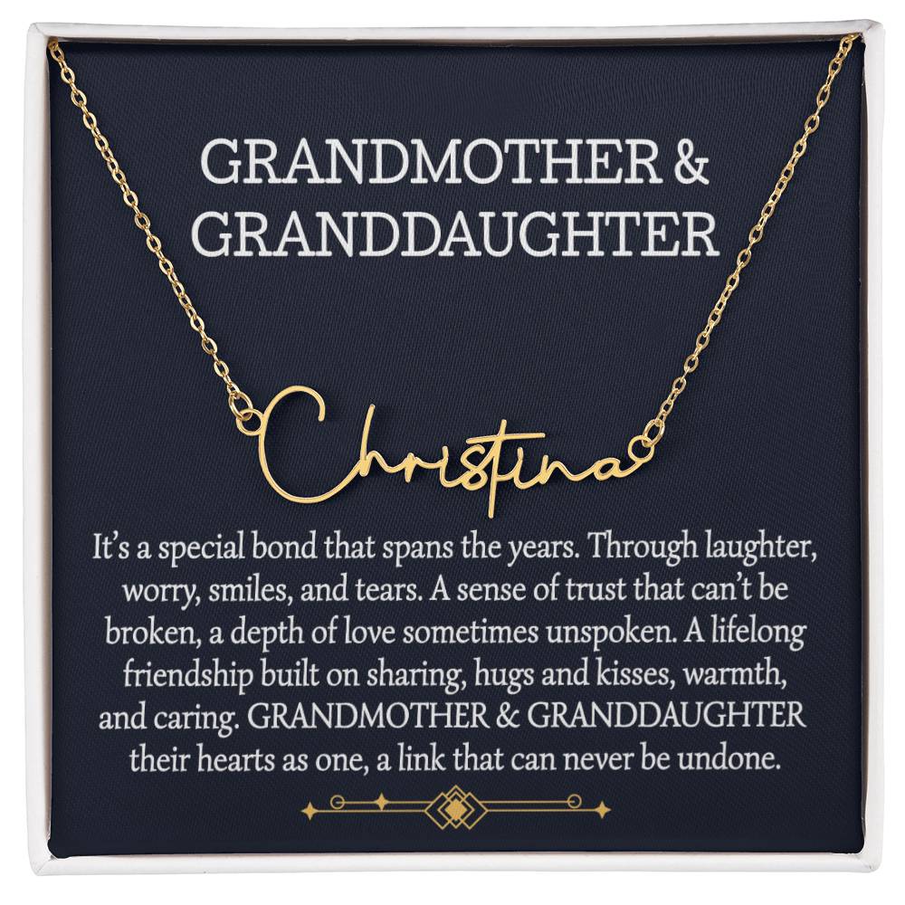 Grandmother And Granddaughter Signature Style Name Necklace, Birthday Gift, Christmas Gift