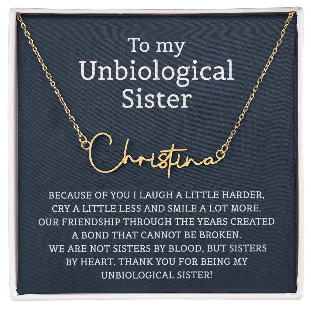 Unbiological Sister Signature Style Name Necklace for Sister Friends Necklaces Unbiological Sister Gifts for Friendship Jewelry