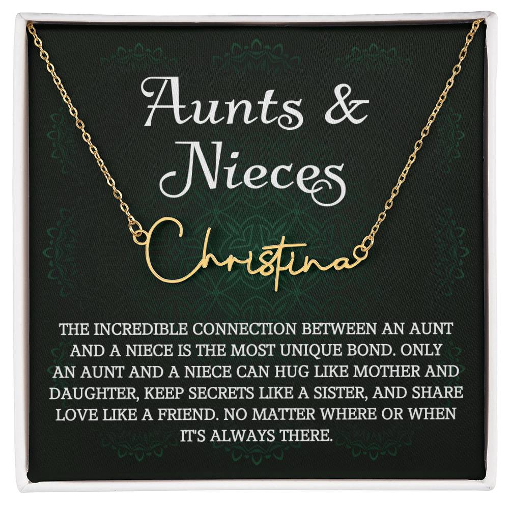 Auntie Gift Aunt Gifts From Niece, Signature Style Name Necklace Birthday Christmas Jewelry For Aunt