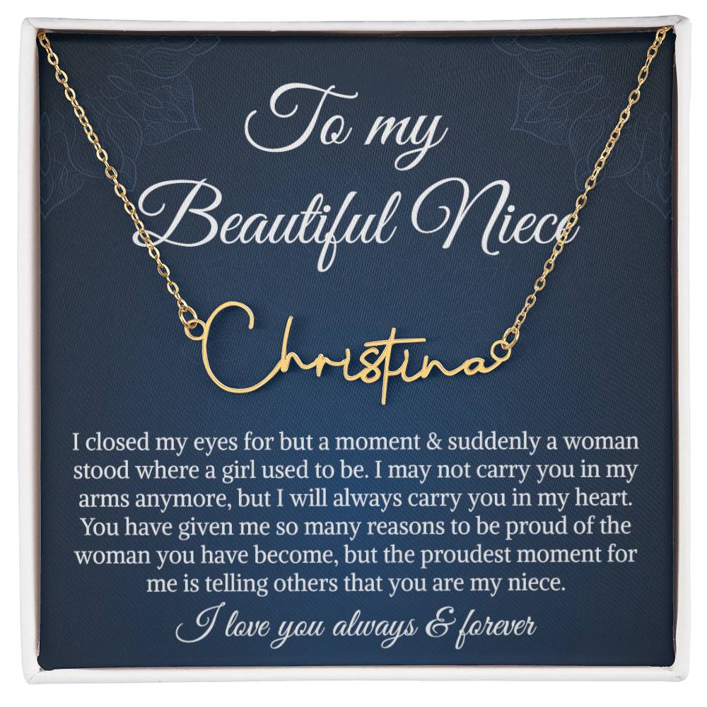 To My Niece Signature Style Name Necklace, Niece Birthday Gift, Uncle Gift To Niece, Gift From Aunt On Birthday, Graduation Day