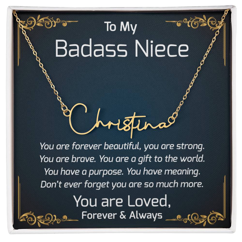 To My Badass Niece Gifts, Unique Jewelry Gift for Niece, Graduation, Christmas, or Birthday Present from Aunt and Uncle, Special Gift for Niece
