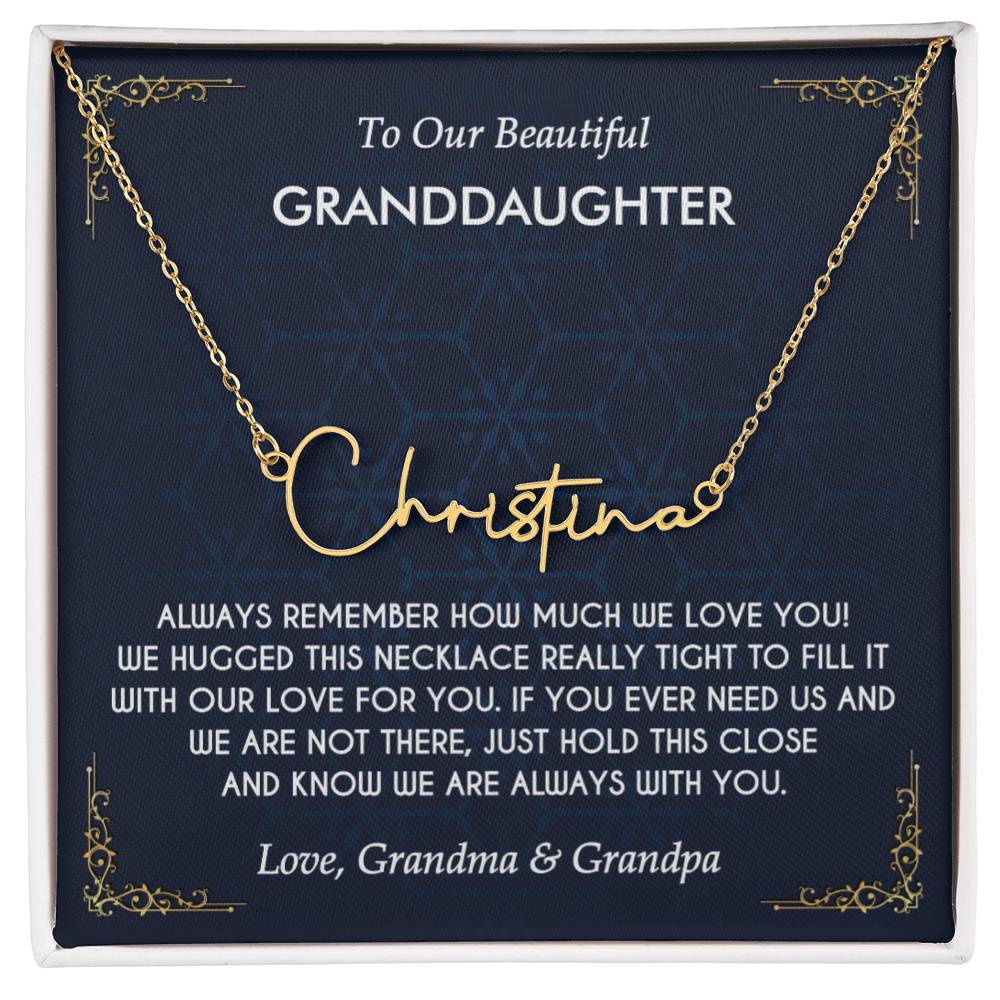 Granddaughter Necklace Gift from Grandma Grandpa, Birthday Graduation Christmas Gift to Granddaughter, Signature Style Name Necklace