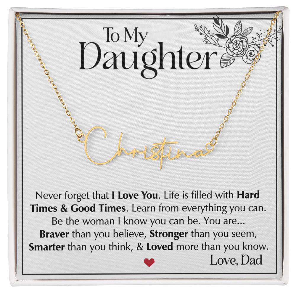 To My Daughter Necklace from Dad, Personalized Name Necklace, Father-Daughter Jewelry, Gift for My Daughter, Birthday Necklace