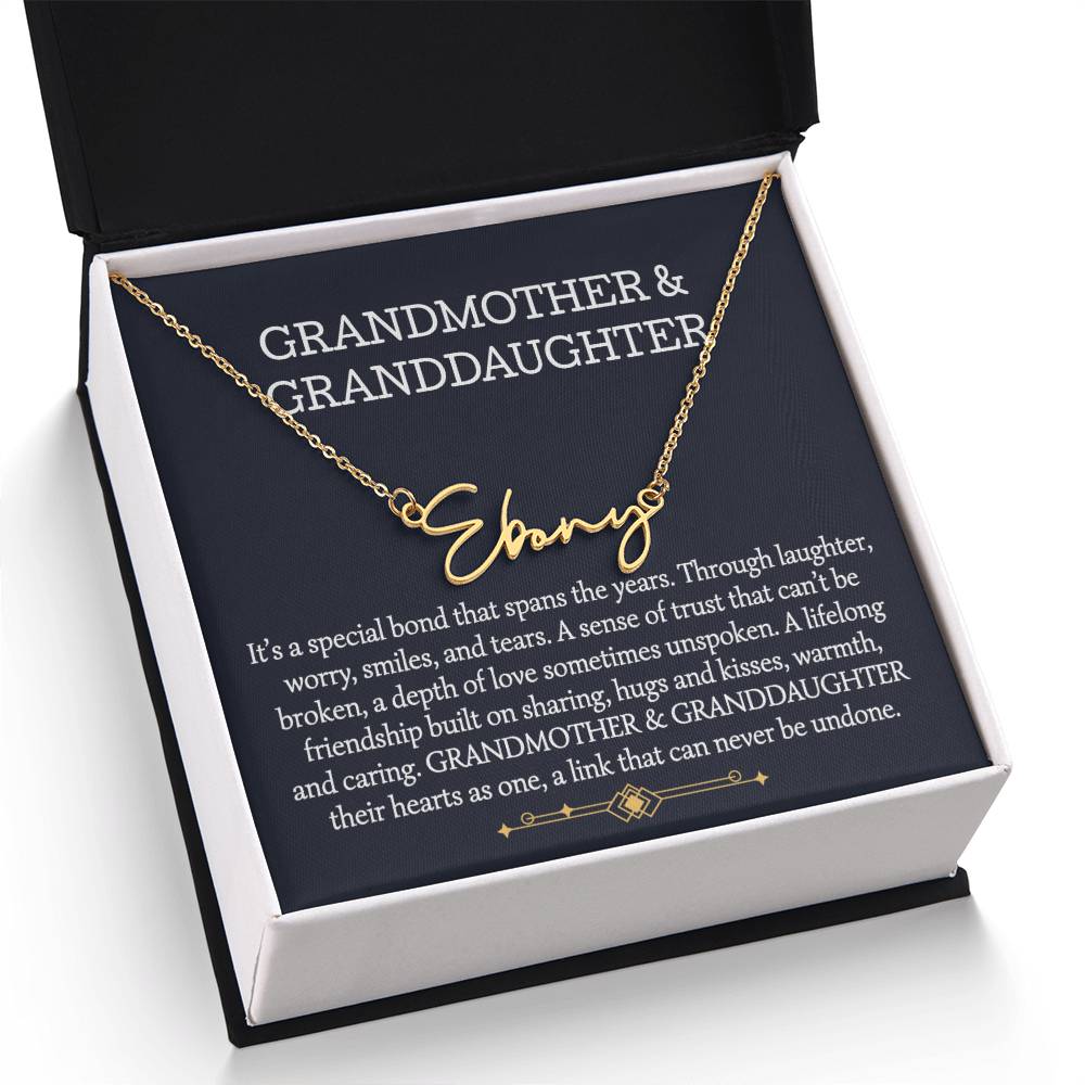 Grandmother And Granddaughter Signature Style Name Necklace, Birthday Gift, Christmas Gift