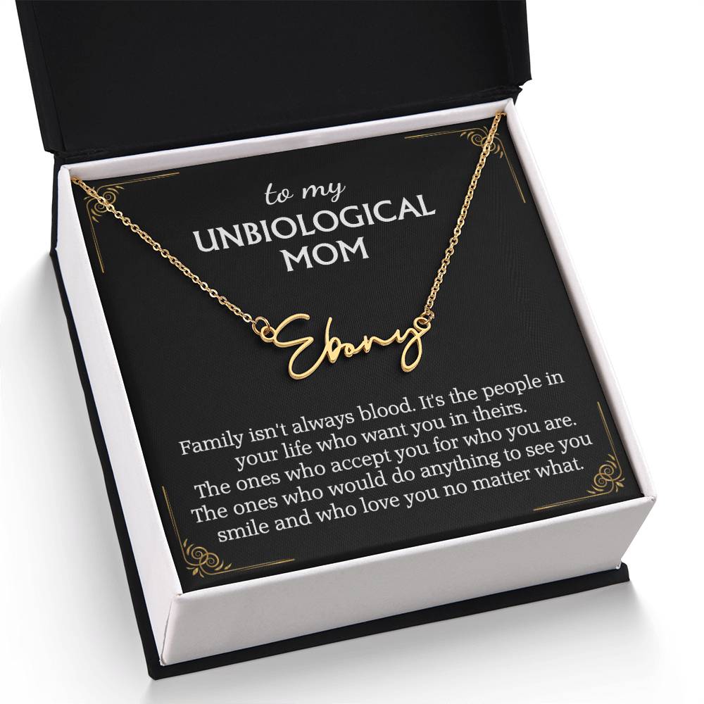 To My Unbiological Mom Signature Style Name Necklace for Bonus Mom Mother in Law Gifts Mothers Day Gifts Christmas