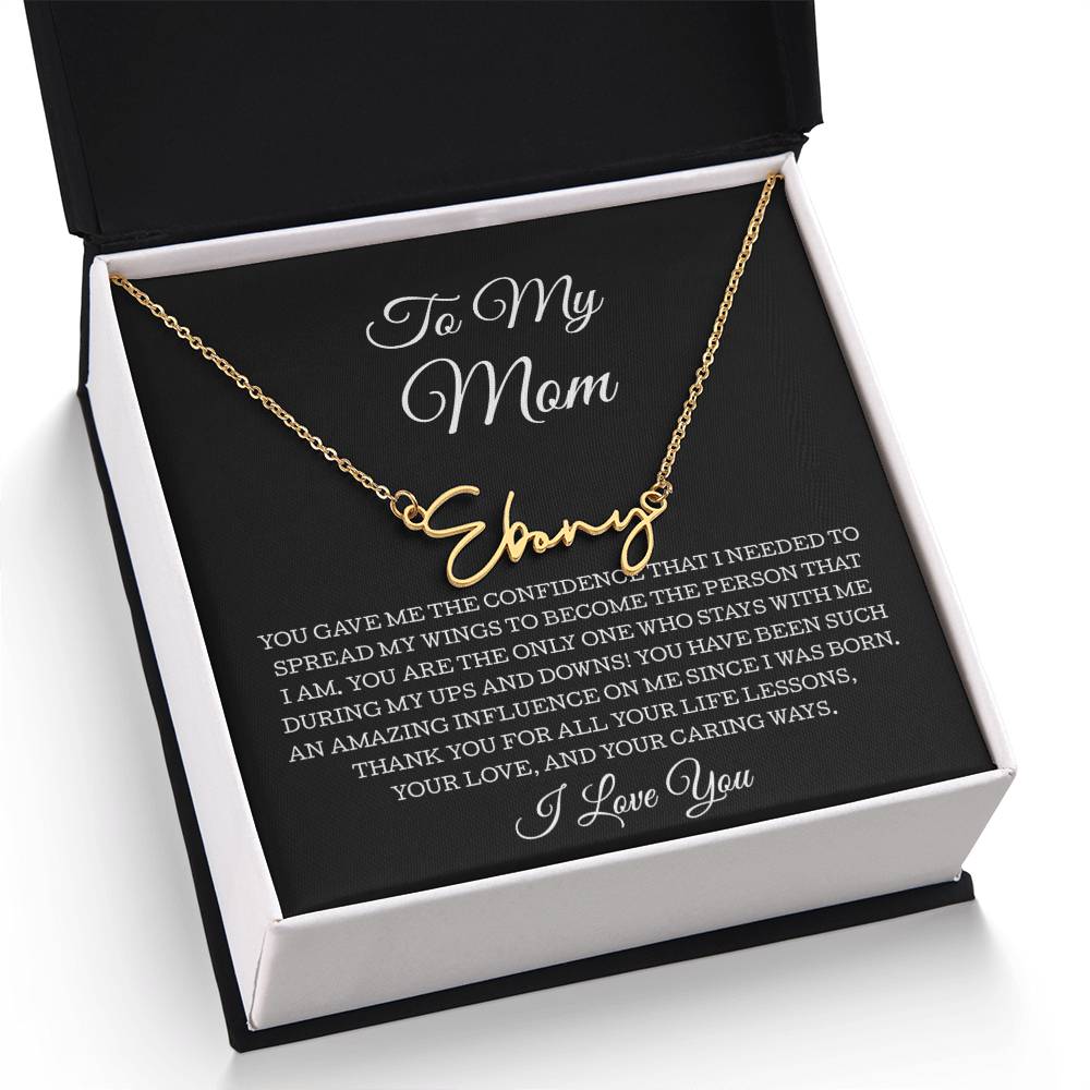 To My Mom Signature Style Name Necklace, To Mom Message Card Necklace, Mom Gift, Mom Mother's Day Gifts, Mom Birthday Jewelry, Mom Gift From Son