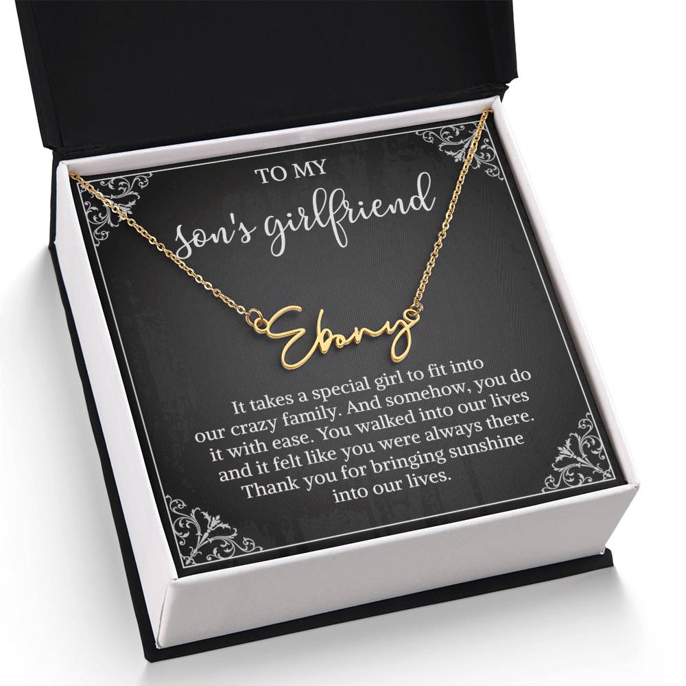 To my Son's Girlfriend Gifts, Signature Style Name Necklace, Valentine's Day Jewelry Birthday Gift