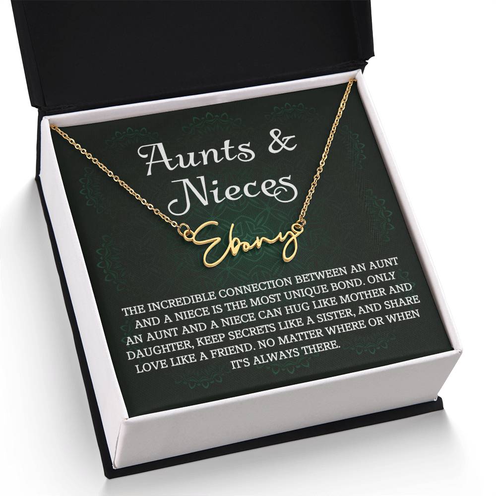 Auntie Gift Aunt Gifts From Niece, Signature Style Name Necklace Birthday Christmas Jewelry For Aunt