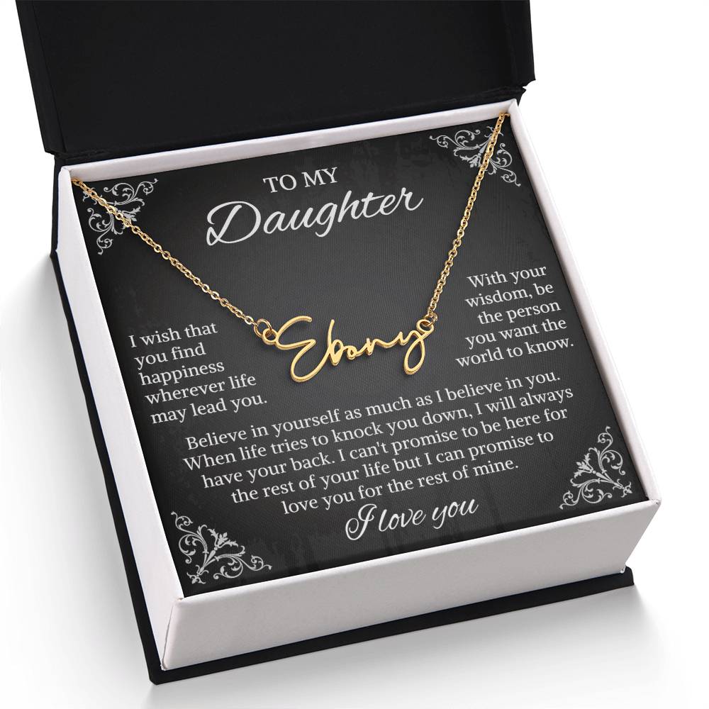 To My Daughter Signature Style Name Necklace, Daughter Necklace, Gift For Daughter, Daughter Necklace, Daughter Jewelry From Mom Dad