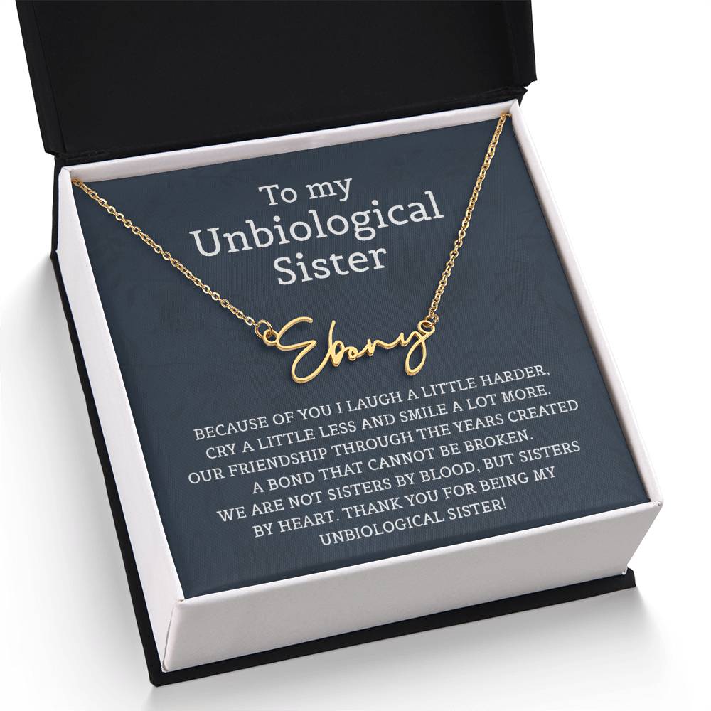 Unbiological Sister Signature Style Name Necklace for Sister Friends Necklaces Unbiological Sister Gifts for Friendship Jewelry