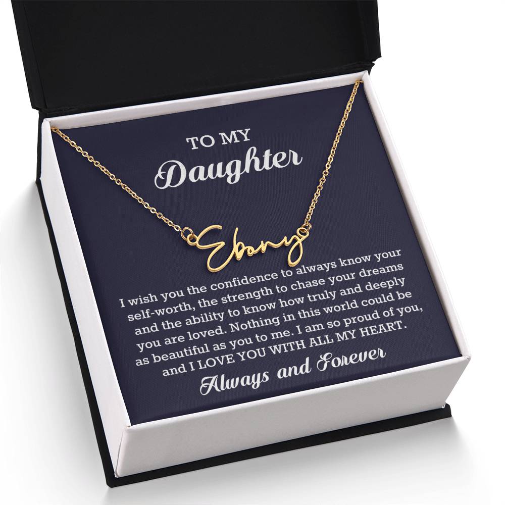 To My Daughter Signature Style Name Necklace Birthday Christmas Jewelry Gift