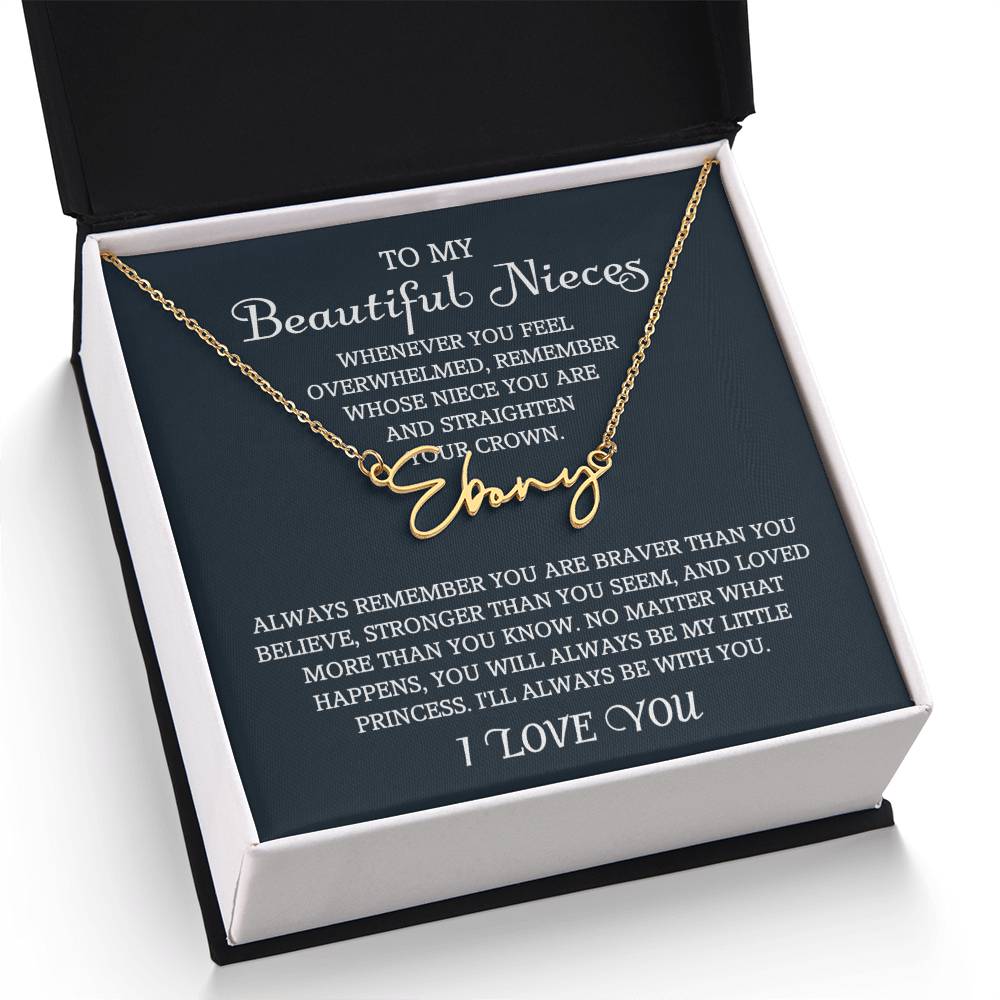 To My Niece Signature Style Name Necklace, Niece Gift from Aunt, Niece Gift, Birthday Gift for Niece, Niece Birthday Card, Gift for Niece