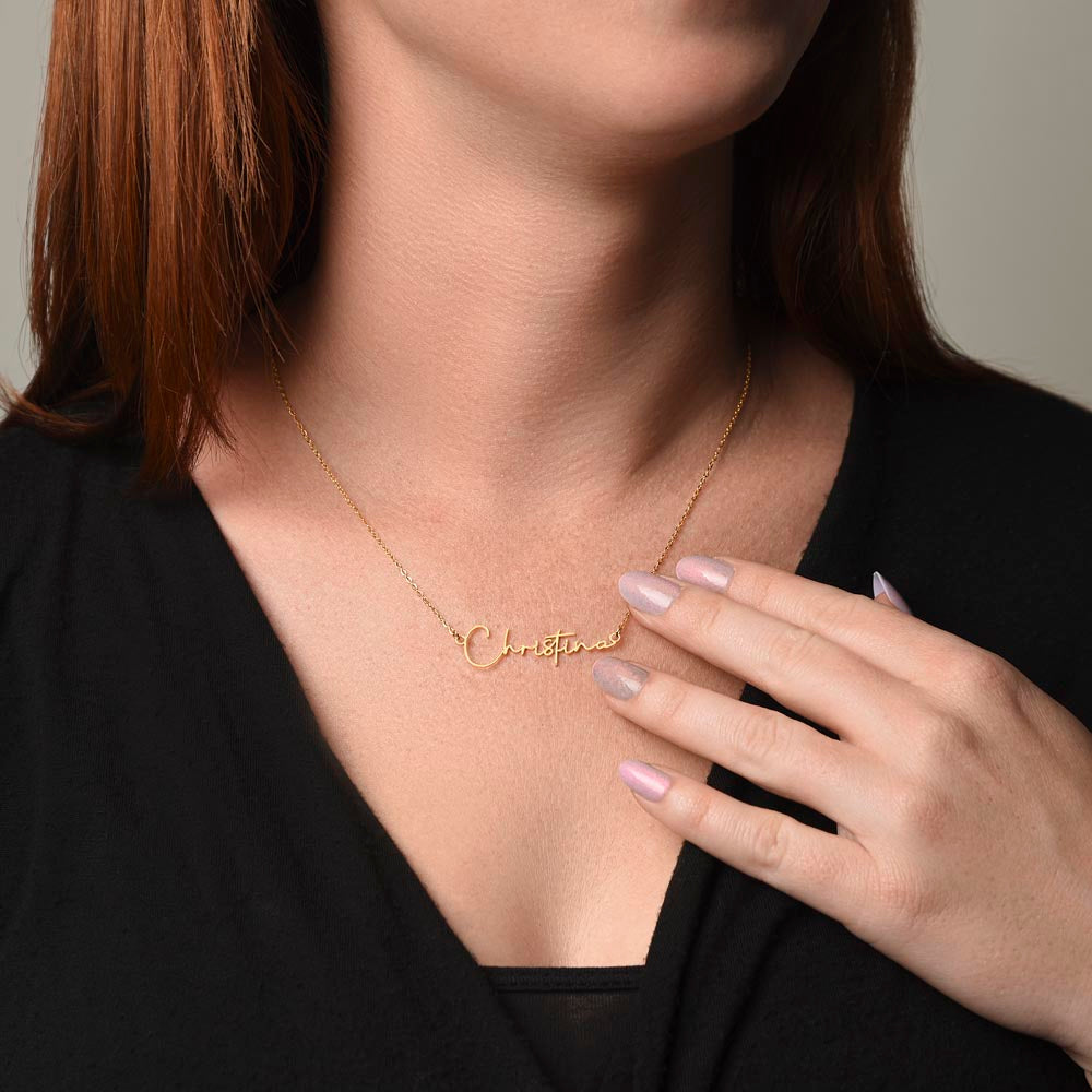 Jewelry Gifts for Aunt from Niece Nephew, Signature Style Name Necklace on Sentimental Quote Card