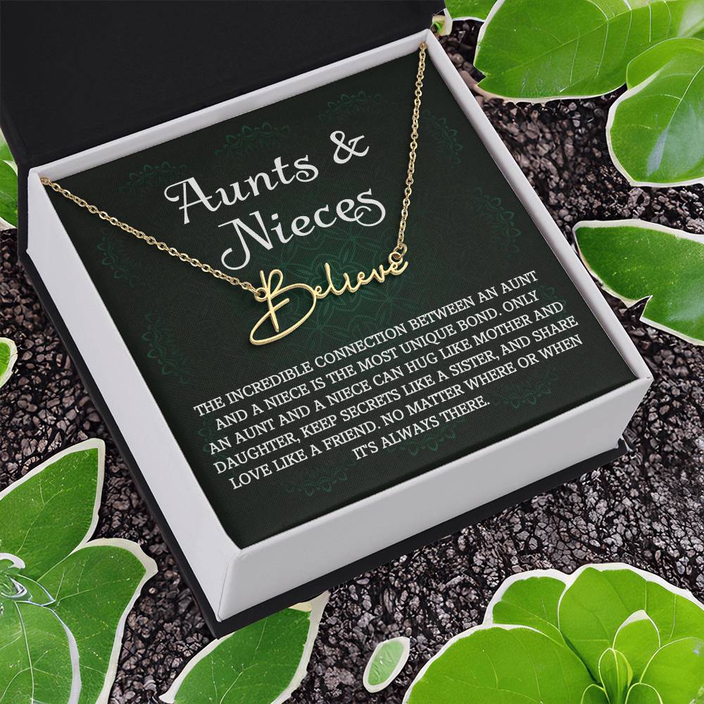 Auntie Gift Aunt Gifts From Niece, Signature Style Name Necklace Birthday Christmas Jewelry For Aunt