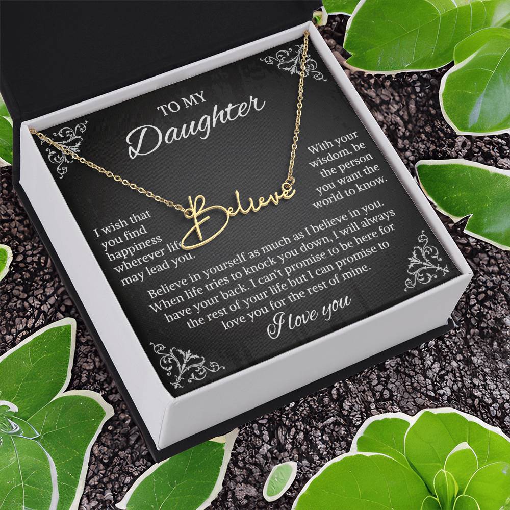 To My Daughter Signature Style Name Necklace, Daughter Necklace, Gift For Daughter, Daughter Necklace, Daughter Jewelry From Mom Dad