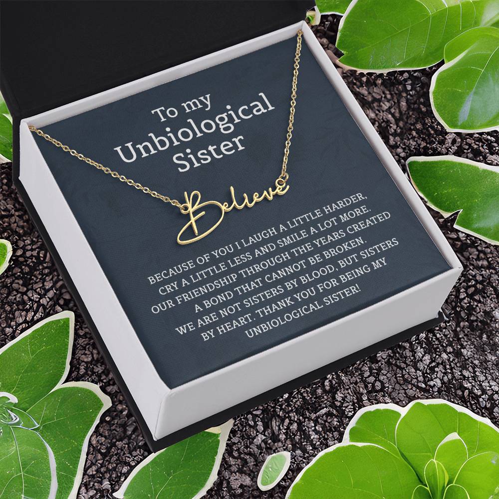 Unbiological Sister Signature Style Name Necklace for Sister Friends Necklaces Unbiological Sister Gifts for Friendship Jewelry