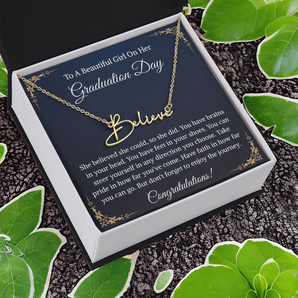 Signature Style Name Necklace, Inspirational Graduation Gift, High School Graduate Gifts for Best Friend or Daughter