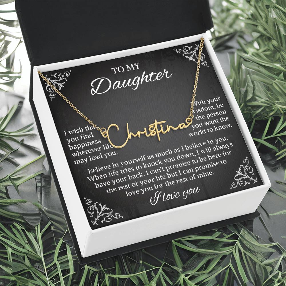 To My Daughter Signature Style Name Necklace, Daughter Necklace, Gift For Daughter, Daughter Necklace, Daughter Jewelry From Mom Dad